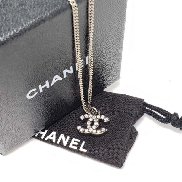 Authentic Chanel CC Necklace Silver Color
